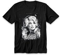 LKMGFD Dolly -Parton Signature Black Unisex Cotton T-Shirts à Manches Courtes Vintage Gift for Men Women Hot(Small)