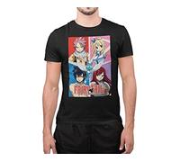 LKMGFD Fairy Tail Grid Fairy Tail Anime Men's White Yellow Black Red Mens t T-Shirts à Manches Courtes Men DTG Printed Cotton White Yellow Black Red Mens t T-Shirts à Manches Courtes Men(Small)