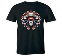 LKMGFD Gown Headdress Skull T-Shirt Native American Feathers Indian Tribal Southwest Shirt Black(Large)