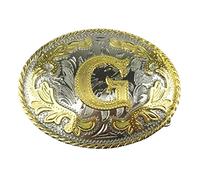 LKMY Boucle de ceinture pour homme, lettre dorée 3D, initiale gravée de A à Z, style western vintage, boucles de ceinture de cowboy, accessoire pour jeans pour homme et femme, fête des pères, Noël