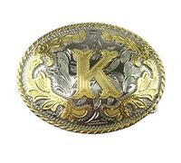 LKMY Boucle de ceinture pour homme, lettre dorée 3D, initiale gravée de A à Z, style western vintage, boucles de ceinture de cowboy, accessoire pour jeans pour homme et femme, fête des pères, Noël