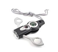 LKMY Mini outil de survie d'urgence multifonction pour sports de plein air, sifflet, boussole, thermomètre, mousqueton, montre, compteur kilométrique, télémètre, loupe, porte-clés