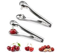 LKPIWI 2 Pièces Dénoyauteur de Cerises en Acier Inoxydable, Ustensile de Cuisine pour Cerises, Olives et Dattes (13.1 cm)