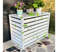 LKPMGOA Cache Climatiseur Exterieur Aluminium, Pompe à Chaleur Couvercles, Support de Fleurs, Écran de Clôture de Confidentialité, Réduction du Bruit(White,100cm)