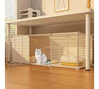 LKPMGOA Cage pour Chats Intérieurs avec Bac à Litière, Enclos Chat Balcon Grille de Raffinement DIY avec Attaches de Câble, Nettoyage à Rinçage Facile(111x39x37cm)