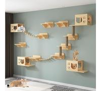 LKPMGOA Ensemble Mural d'escalade pour Chat, Mur D’Escalade pour Chats, Panneau Épais pour Agrandir l'espace Intérieur(16pcs)