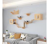 LKPMGOA Étagères Murales et Perchoirs pour Chat, Arbre Chat Mural, Comprenant Une Cabane, Une Plateforme, des Échelles et Un Pilier en Corde de Chanvre(10pcs)