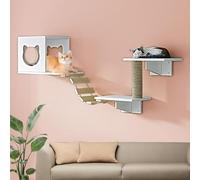 LKPMGOA Grandes Arbre a Chat Mural, Étagères Murales pour Chat, Panneau Épais et Élargi, Espace Étendu, à Réaliser Soi-même(5pcs)