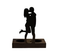 LKPOMI Bougeoirs en Fer pour Bougies Chauffe-Plat Couple Romantique Bougie Statue Amour Chandelier Cadeaux pour Couple pour Mariage, Anniversaire, Fiançailles, Douche Nuptiale, Saint-Valentin(Bisous)