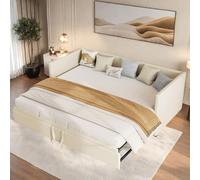 LKPOMI Canapé lit 90/180 x 200cm, canapé Convertible 2 Places, lit Deux Place avec sommier à Lattes, Lits Extensible, Velours, sans Matelas (Beige)