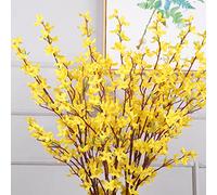 LKPOMI Fleurs Artificielles de Forsythia, 6 Pièces de 37 Pouces de Haut, Bouquet de Fleurs Jaunes en Soie, Fausses Orchidées, Branches de Plantes pour Intérieur et Extérieur, Mariage, Bureau,(Jaune)