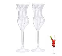 LKPOMI Lot de 2 verres à cocktail transparents en forme de corps pour femme, 177 ml, verres à vin, verres à champagne pour maison, bar, fête