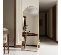 LKPOMI Miroir sur Pied, 165 x 60 cm Miroir Arche doré avec Cadre en métal, Grand Miroir Mural, miroirs Plein Pied pour Salon, Chambre, entrée (Arqué-Or, 165 x 60 cm)