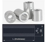 Lkq-Rondelles d'arrêt M3 M4 M5 M6 M8 M10 M12 Aluminum Washer Bushing Round Hollow No Thread Standoff Spacer Thickness 2mm-50mm, solide et durable(M4 10pcs OD8mm,12mm(L))