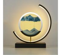 LKQTNDA Peinture de Sable Qui Coule 3D avec Veilleuse LED, Cadre Mouvant, Lampe d'image Ronde en 3D, pour Bureau Déco et Salon, Cadeau, BlackFrame-Blue