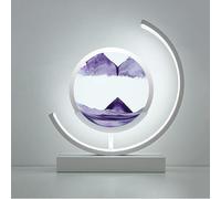LKQTNDA Peinture de Sable Qui Coule 3D avec Veilleuse LED, Cadre Sable Mouvant, Lampe d'image Ronde en Sable 3D, pour Bureau Déco et Salon, Cadeau,WhiteFrame-Purple