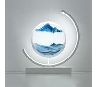 LKQTNDA Peinture de Sable Qui Coule 3D avec Veilleuse LED, Cadre Sable Mouvant, Lampe d'image Ronde en Sable 3D, pour Bureau Déco et Salon, Cadeau,WhiteFrame-Blue