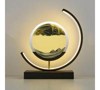 LKQTNDA Peinture de Sable Qui Coule 3D avec Veilleuse LED, Cadre Sable Mouvant, Lampe d'image Ronde en Sable 3D, pour Bureau Déco et Salon, Cadeau,BlackFrame-Black