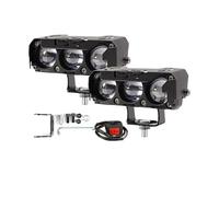 LKRGBXA Avec Spot Lumineux Moto Feux Pour Camions Voiture Pour SUV Pour UTV 12V 60V Pour Mini Moto Projecteur LED Double Feux Brouillard Croisement Lentille Phare Conduite(2 pieces and switch)