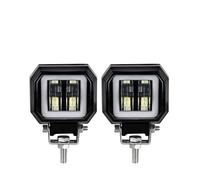 LKRGBXA Phare De Moto Feu Antibrouillard LED Pour Conduite Jour Phare Moto 3'' 20W Halo Pour ATV 12V 24V SUV Faisceaux Travail(2x white and blue 1)