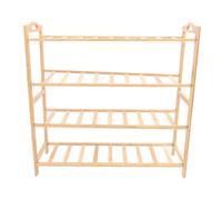 LKRPOUTYR 4 Tier Wood Shoe Organizer, Wooden Shoe Rack with Natural Phyllostachys Pubescens Frame, Space Saving Vertical Storage Shelf for Entryway Closet Living Room