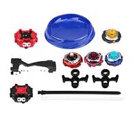 LKRPOUTYR Ensemble de Jouets 4 en 1 Burst Gyro de Combat de Fusion en métal, Filature avec Lanceur, Jouet Dreidel pour Enfants, toupie en métal Durable avec Autocollants et Bataille pour