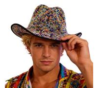LKRSEEF Chapeau Cowboy Cowgirl Avec Détails Country Western Noir Large Bord Haut De Forme Homme Accessoire Femme Accessoires Chapeaux Blanc En Feutre Sombrero Mexicain Hat Deguisement
