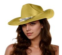 LKRSEEF Chapeau Cowboy Femme De Cowgirl Avec Détails Noir En Feutre Veste Homme Mexicain Western Large Bord Cow Boy Haut Forme Country Accessoire Déguisement Deguisement Hat Accessoires