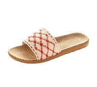 LKRSEEF Chaussons Femme Lin Chausson Savate Chaussures Ete Chaussure Confort Été Sandale Piscine Pantoufle Confortable De Plage Femmes Claquette Pantoufles Tong Paille