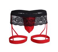 LKRSEEF Corset Shorty Homme Transparent Travesti Bondage Ouvert Erotique Chic String Sexy Hot sous Vetement Dentelle Slip Cosplay Crossdresser Bretelle Tenue Coquin Lingerie Livraison Demain