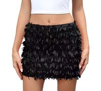 LKRSEEF Jupe Paillette Rose Sequin Short a Rouge Mini Costume Femme Blanche Grise Argent Noir Soiree Soirée Doree