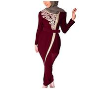 LKRSEEF Mariage Soirée Abaya Femme Prière Ramadan Jilbeb Vêtements Couleur Unie Islamique Arabe Kaftan Abaya Djellaba Musulmane Tenue Casual Caftan Marocain Solide Abaya Femme Musulmane
