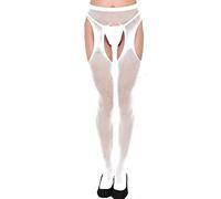 LKRSEEF Ouvert Bas Femme Contention Grande Taille Bas Et Jarretières Nylon Transparente Vintage Résille Sexy Collant Résille Noir/Blanc Collant Autofixant Femme Ensemble Fantaisie Vêtements Confort
