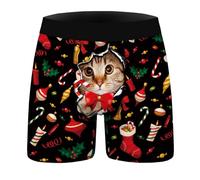 LKRSEEF Pas Cher Boxer Homme Sport Coton Shorty Cadeau Rigolo Noel Slip Microfibre Dessous Transparent sous-Vêtements Confortable Cadeau Noel
