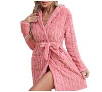 LKRSEEF Robe De Chambre Femme Polaire Peignoir Peignoirs Hiver Chaud Bain Eponge Courte Jupe Éponge Sortie Longue Long Capuche