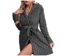 LKRSEEF Robe De Chambre Femme Polaire Peignoir Pilou Bain Coton Jupe Éponge Peignoirs Hiver Grande Taille Chaude Eponge Long Chaud Capuche Longue