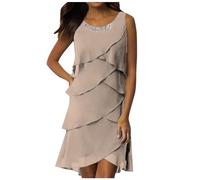 LKRSEEF Robe Mi Longue Fluide Plage Grande Taille Cérémonie Ete De Soiree Longue Cocktail Printemps Imprimé Fleurie Courte Femme Boheme Chic Et Elegant Glamour Qui Cache Le Ventre Robe Grande Taille