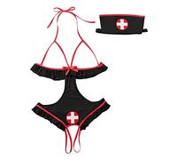LKRSEEF Tenue Infirmiere Babydoll Lingerie Femme Party Ecoliere Unique Ensemble Halloween Noël Hot Hard Érotique Tenue Pute Ouverte Robe Jeu Tablier Sexy Femme Infirmiere Cosplay Livraison Demain