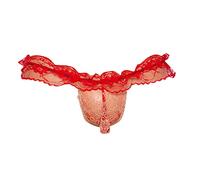 LKRSEEF Transparent Shorty Homme Travesti Cosplay sous Vetement Crossdresser Corset Bretelle Lingerie Sexy Hot Tenue Coquin Slip Erotique Dentelle Chic Bondage Elephant String Cadeau Noel