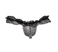LKRSEEF Transparent Shorty Homme Travesti Cosplay sous Vetement Crossdresser Corset Bretelle Lingerie Sexy Hot Tenue Coquin Slip Erotique Dentelle Chic Bondage Elephant String Cadeau Noel