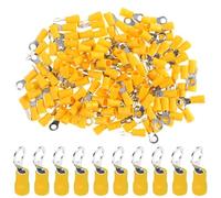 LKRXW 100 Pièces Cosses à Anneau en Cuivre M8 Connecteurs de Fils 8,5mm | Électriques Connecteur à Sertir Anneau Cosses de Câble Isolées 4,0-6,0 mm² Bornes Bout Embouts Câbles 12-10 AWG Jaune