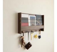 LKSGJSNB Porte-courrier Mural Porte-revues Porte-clés en Bois Organisateur de tri de Livres avec 5 Crochets à clés, étagère Flottante for entrée(A)