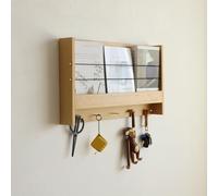 LKSGJSNB Porte-courrier Mural Porte-revues Porte-clés en Bois Organisateur de tri de Livres avec 5 Crochets à clés, étagère Flottante for entrée(B)