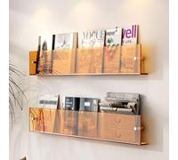 LKSGJSNB Porte-revues en Acrylique, Porte-brochures, étagère Murale, présentoir de disques, Supports de Rangement de littérature for Salle d'attente, Bureau, 3 Couleurs(Orange,90cm-2 Pack)