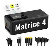 LKTOP Chargeur rapide de batterie Matrice 4 Series 200 W pour drone DJI Matrice 4T/4E, avec mode de stockage/silencieux/sortie, écran LCD (charge parallèle 3 batteries : 1 h 50 min)