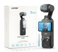 LKTOP Osmo Pocket 3 Lot de 3 films protecteurs d'écran et d'objectif pour DJI Osmo Pocket3 Accessoires 6 pièces en verre trempé écran LCD Ultra HD Dureté 9H Sans bulles Anti-rayures Ultra résistant