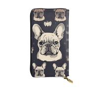 LKTPSKQRY Portefeuille fin en cuir pour femme avec porte-cartes avec fermeture éclair « I Love French Bulldog »
