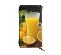 LKTPSKQRY Portefeuille fin en cuir pour femme avec porte-cartes avec fermeture éclair Orange Juice Sac à main de voyage