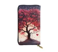 LKTPSKQRY Portefeuille fin en cuir pour femme avec porte-cartes et fermeture éclair Motif arbre d'amour