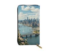 LKTPSKQRY Portefeuille fin en cuir pour femme avec porte-cartes et fermeture éclair - Vue sur New York Manhattan